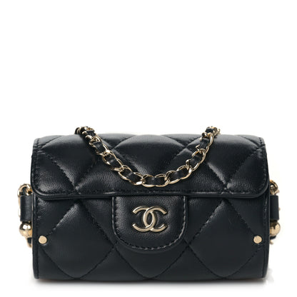 Chanel Lambskin Quilted Box Of Secrets Card Holder With Chain Black 1 of 10