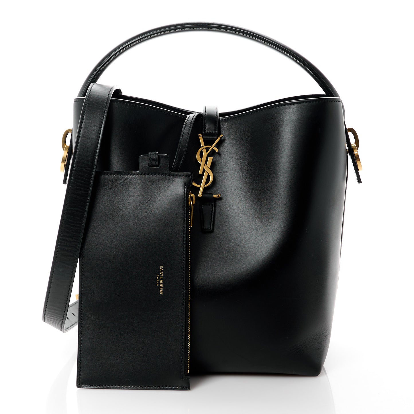 Shiny Calfskin Le 37 Bucket Bag Black