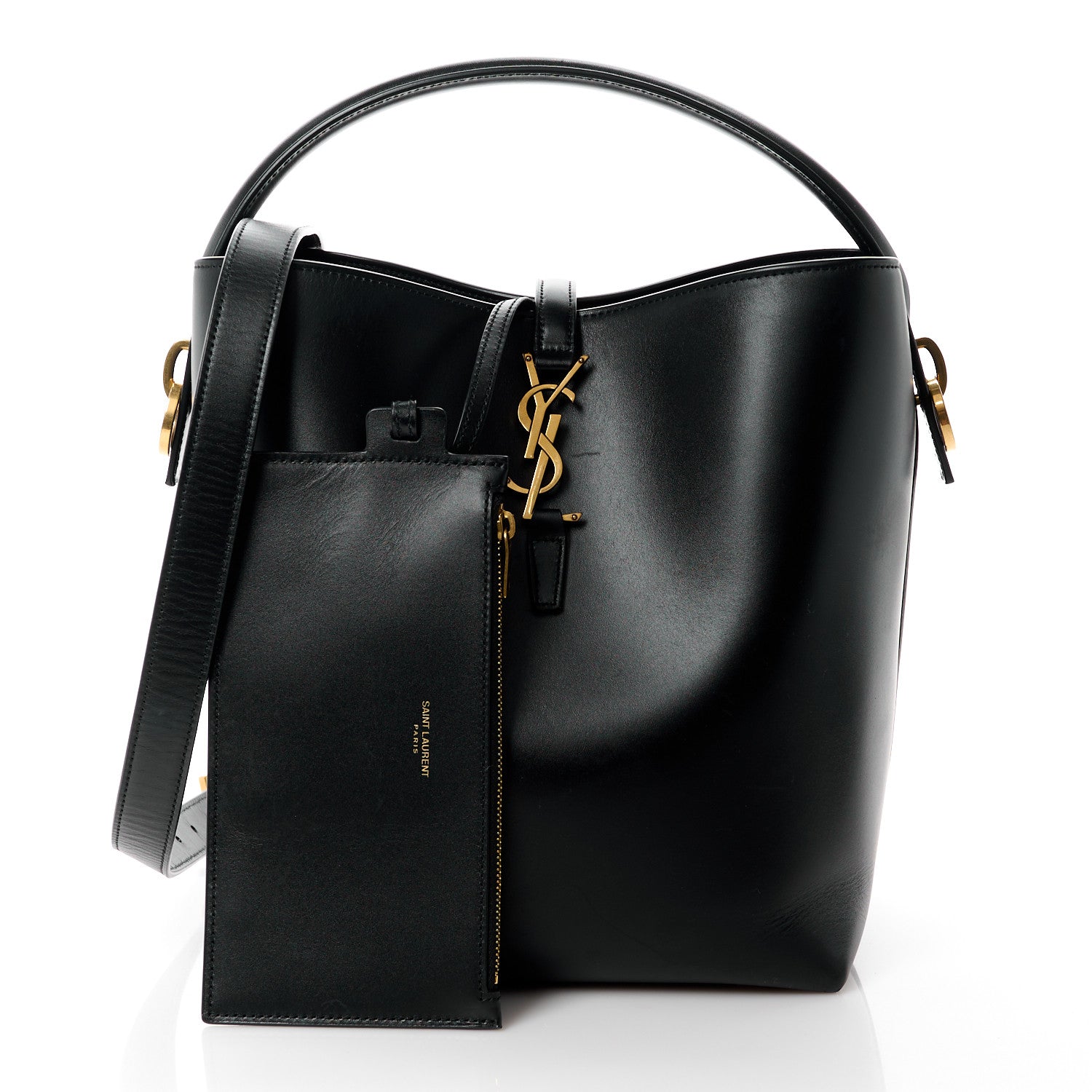 Saint Laurent Shiny Calfskin Le 37 Bucket Bag Black 3 of 12