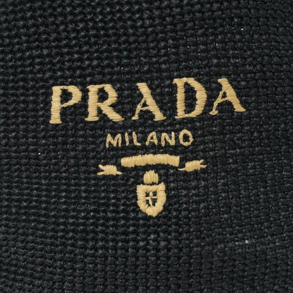 Prada Yarn Raffia Effect Crochet Logo Tote Black 7 of 12