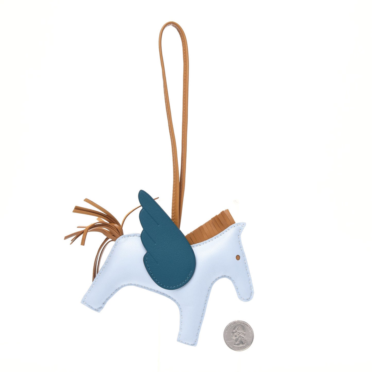 Milo Lambskin Grigri Rodeo Pegase Horse Bag Charm PM Bleu Brume Sesame Vert Bosphore