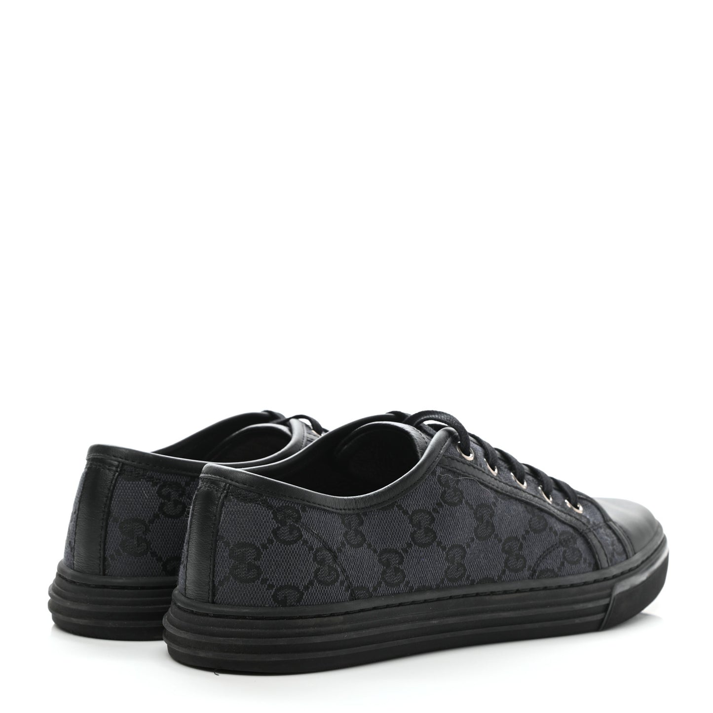 GG Monogram Calfskin Womens Low Top Sneakers 38.5 Piombo Black