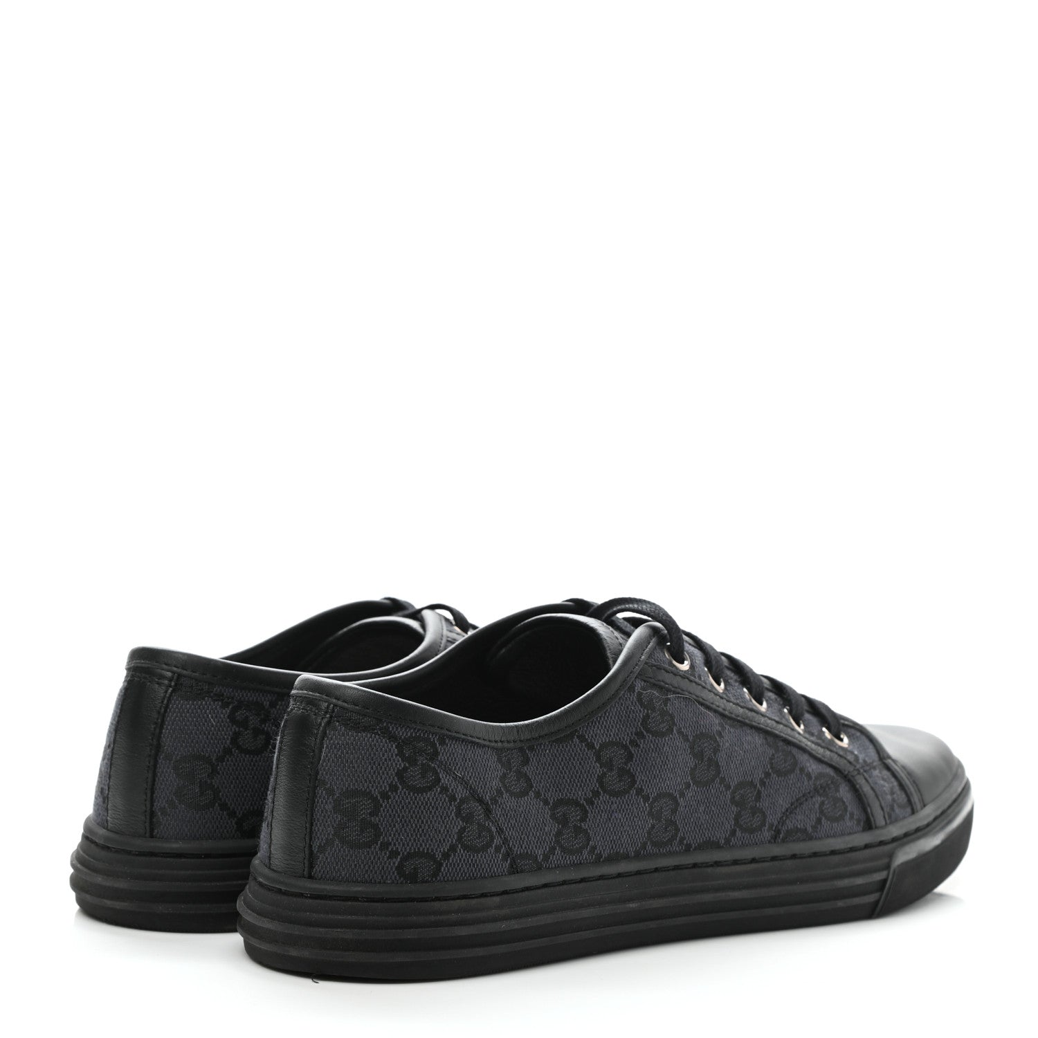 Gucci GG Monogram Calfskin Womens Low Top Sneakers 38.5 Piombo Black 4 of 11