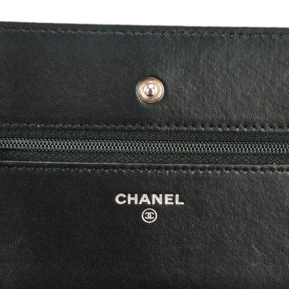 Chanel Printed Lambskin Airlines Wallet On Chain WOC White Blue Black 6 of 7