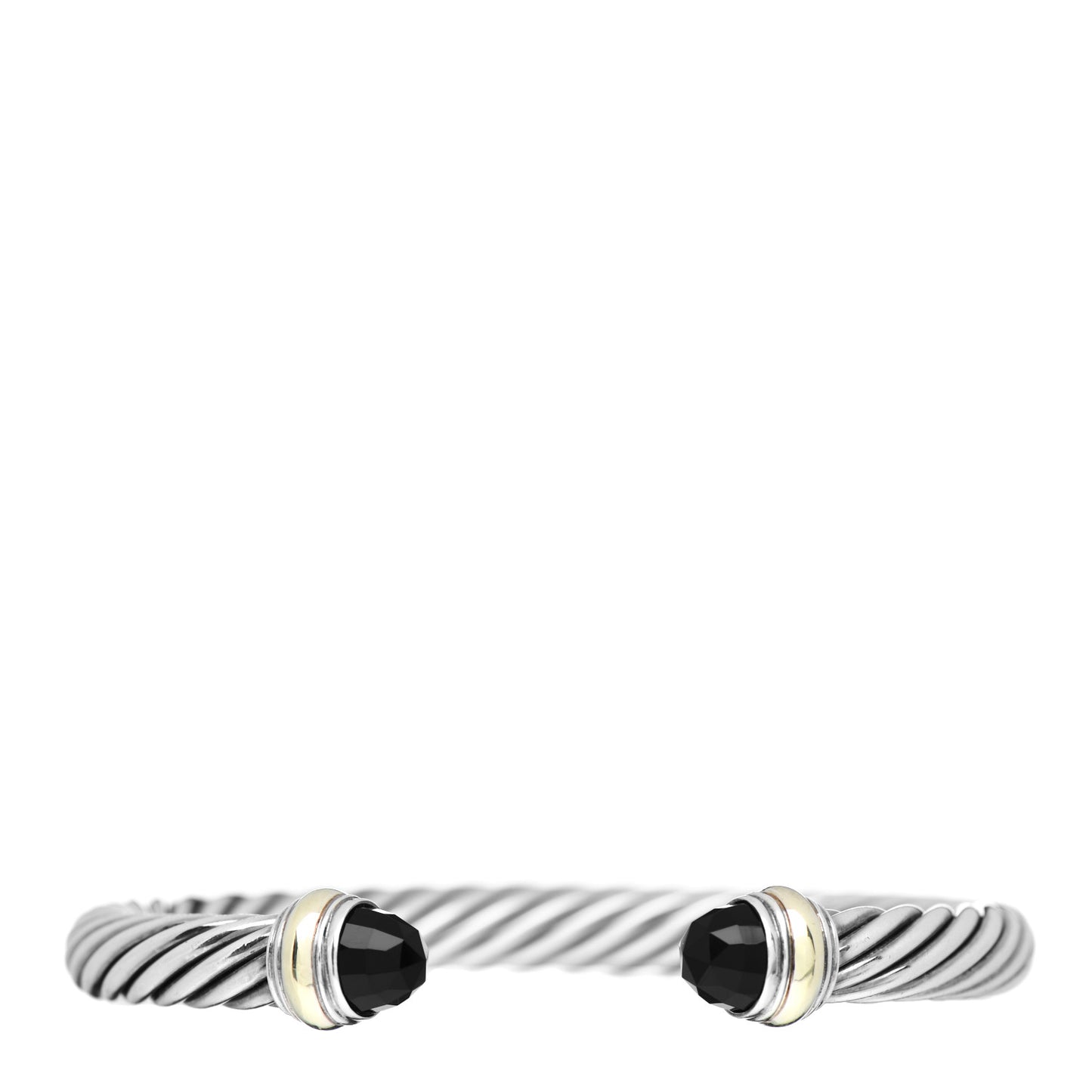 Sterling Silver 14K Yellow Gold Black Onyx 7mm Cable Classics Bracelet