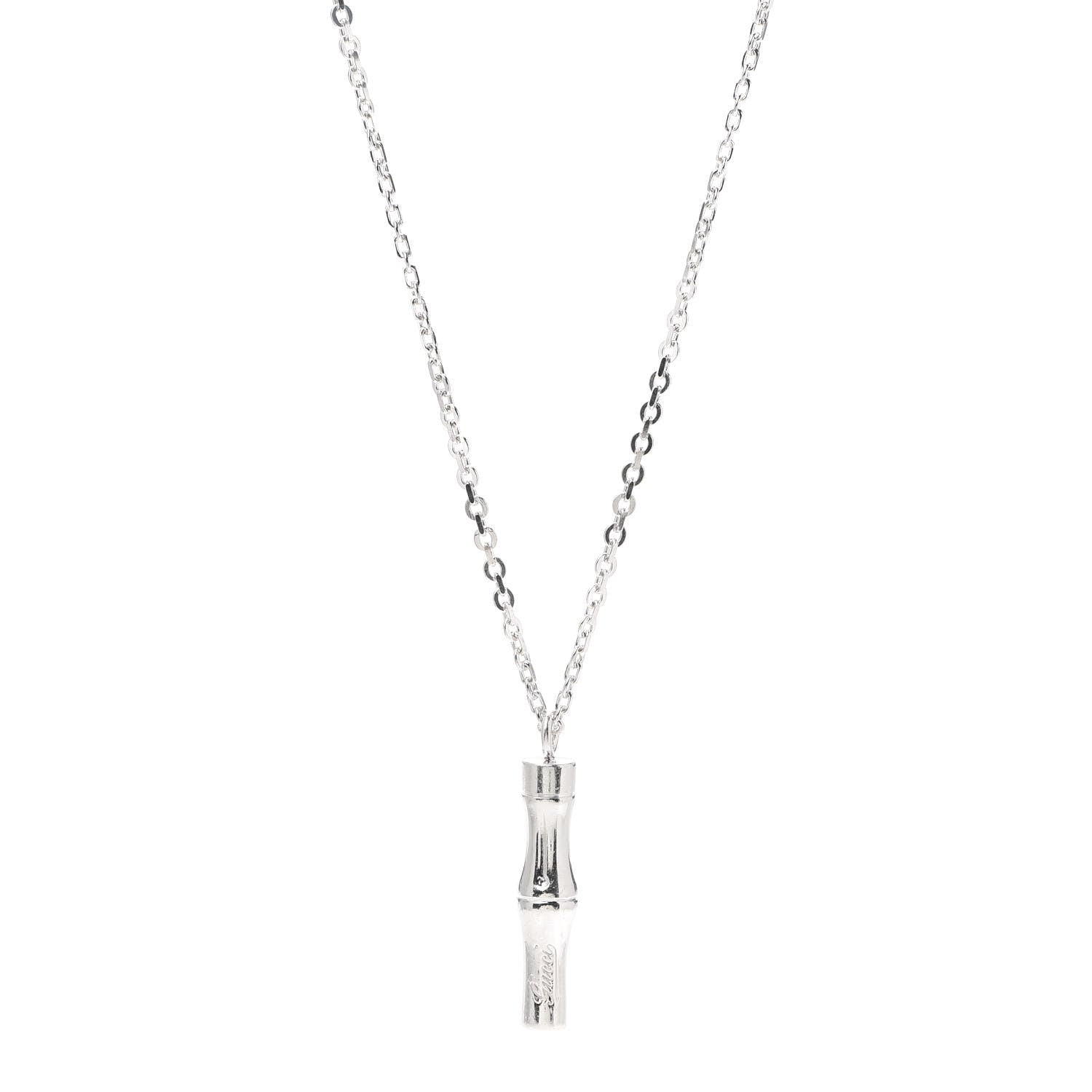 Gucci Sterling Silver Bamboo Pendant Necklace 1 of 5