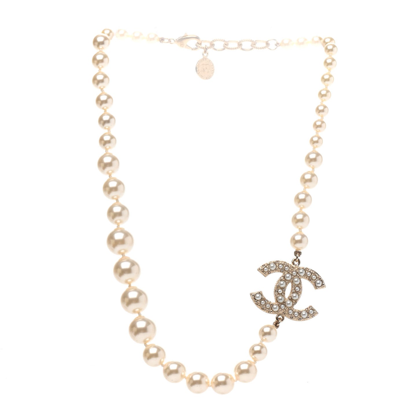 Pearl CC 100th Anniversary Necklace Light Gold