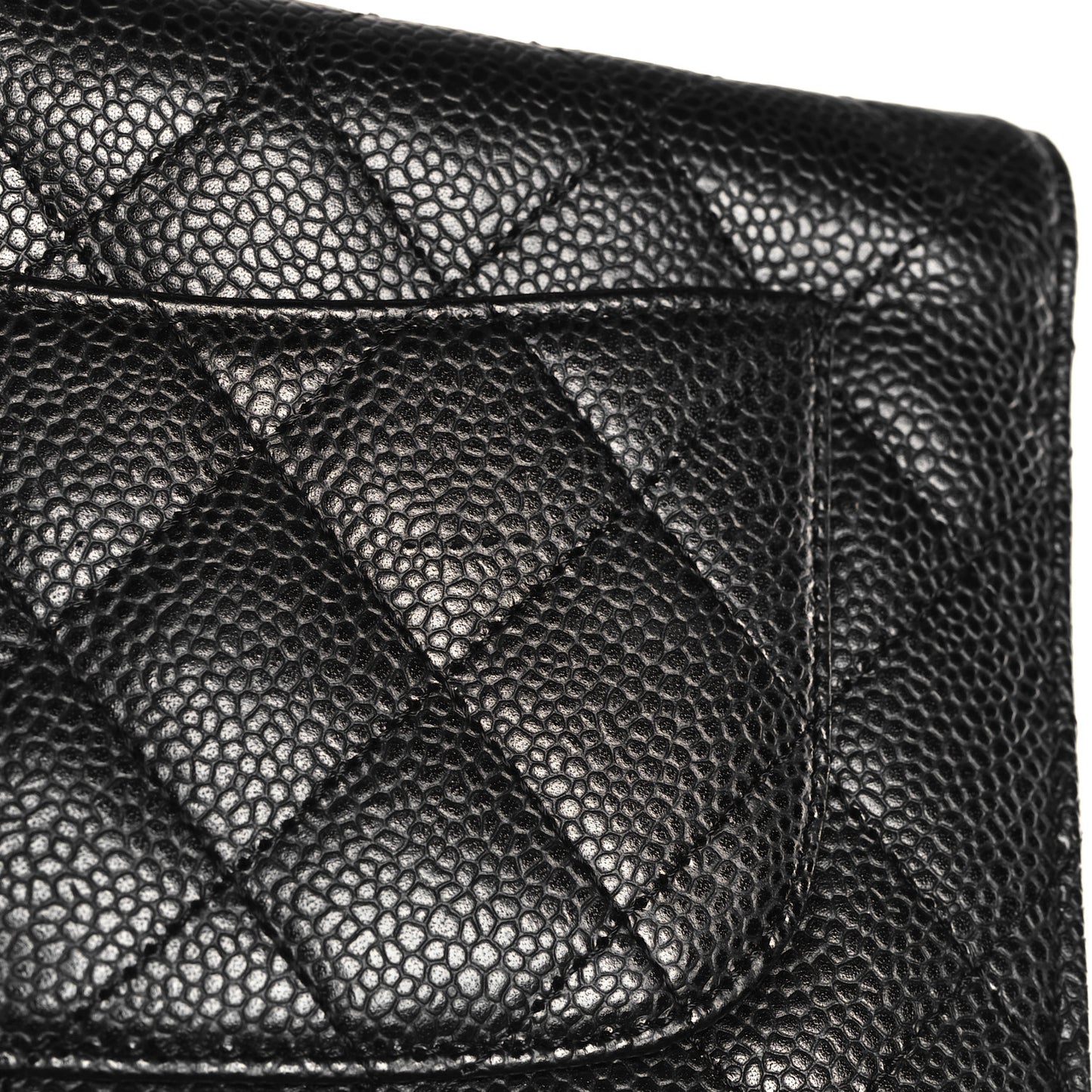 Caviar Quilted Wallet on Chain WOC Black