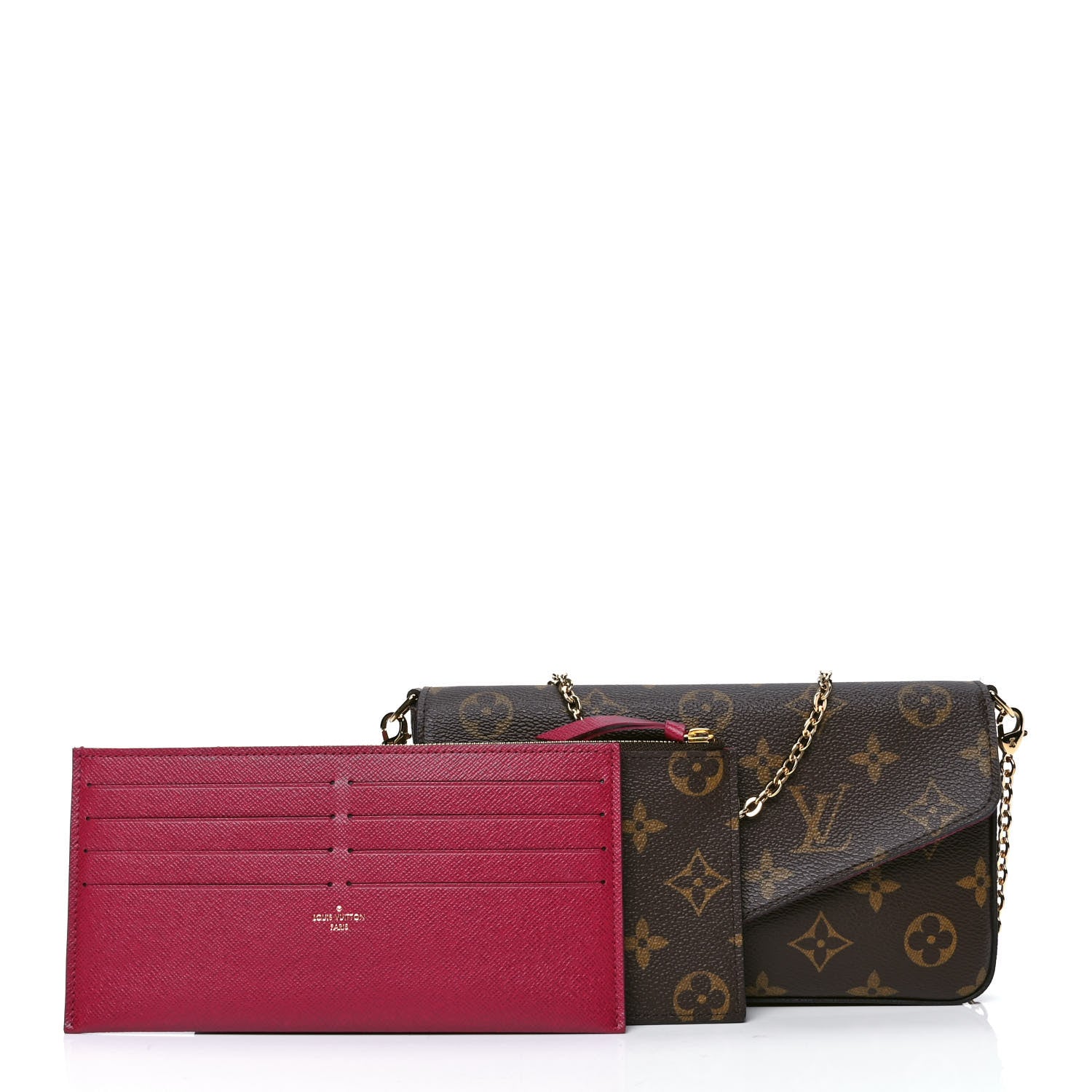 Louis Vuitton Monogram Pochette Felicie Chain Wallet Fuchsia 2 of 5