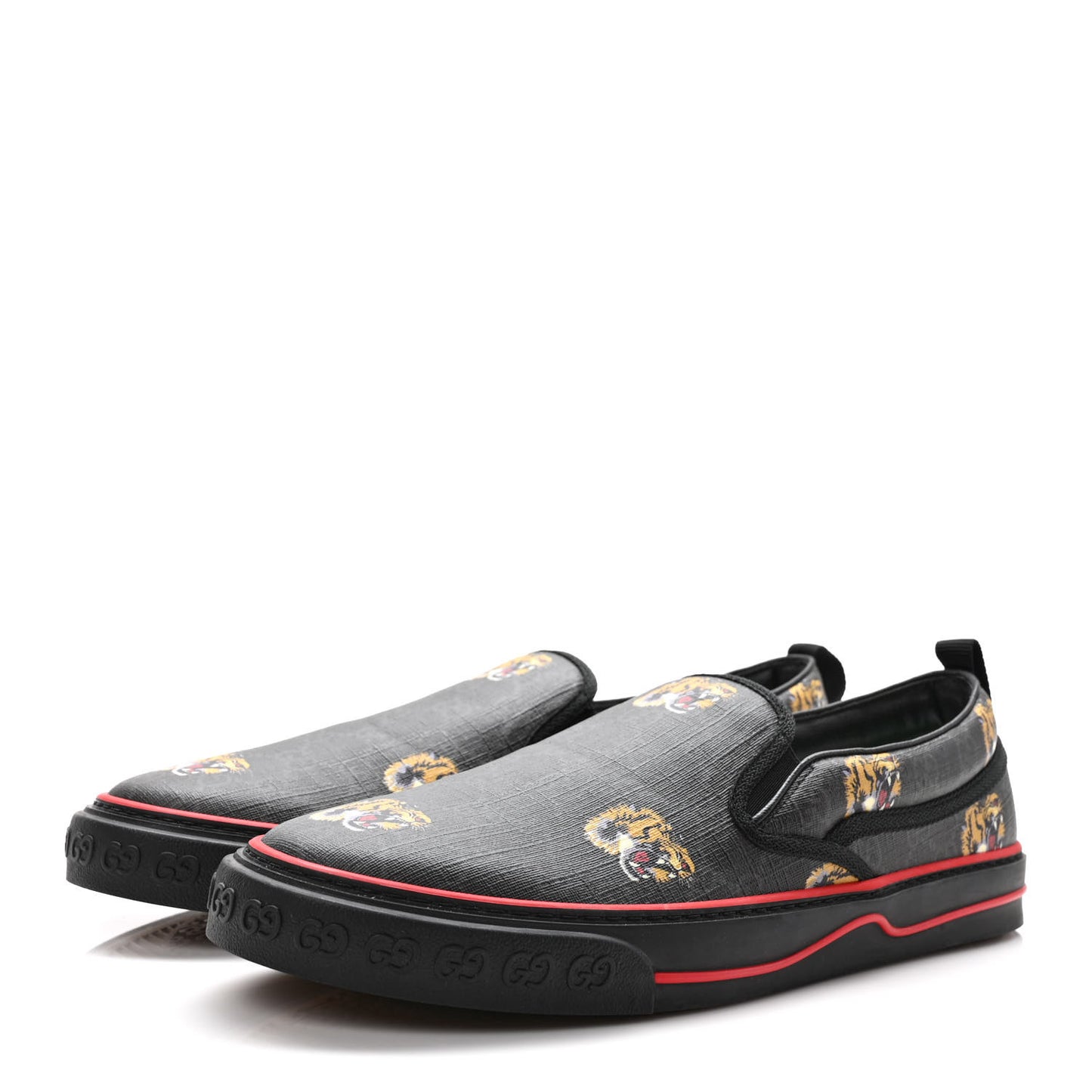 GG Supreme Monogram Tiger Face Mens 1977 Slip-On Sneakers 12 Black Multicolor