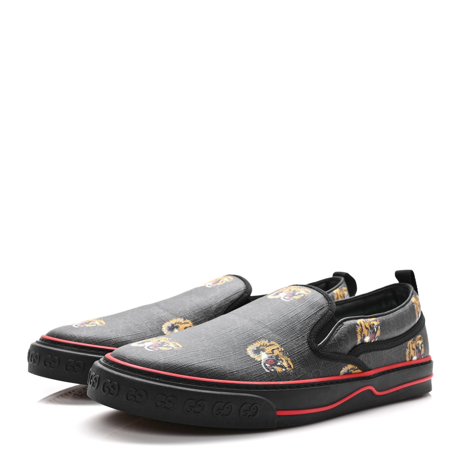 Gucci GG Supreme Monogram Tiger Face Mens 1977 Slip-On Sneakers 12 Black Multicolor 3 of 8
