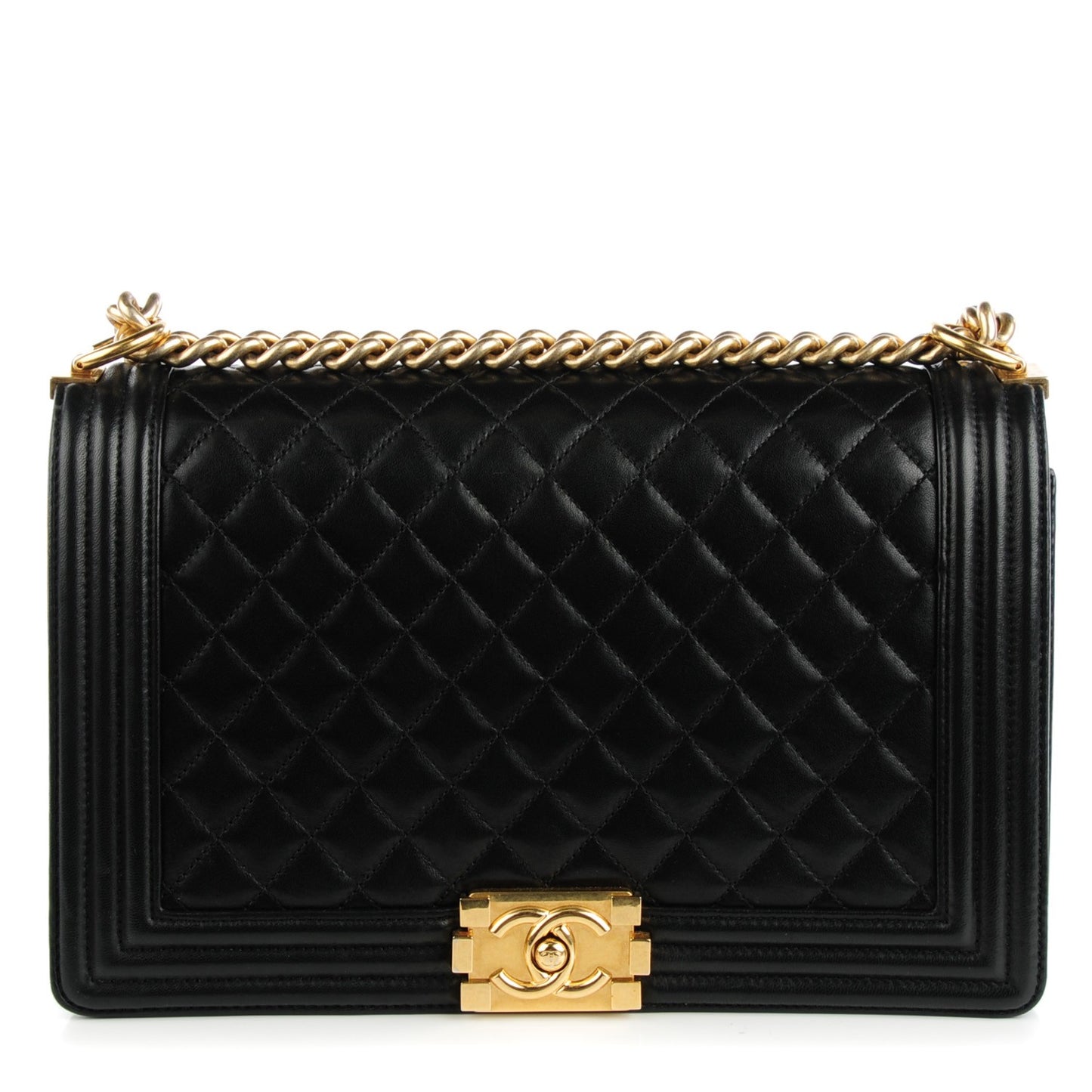 Lambskin Quilted New Medium Boy Flap Black