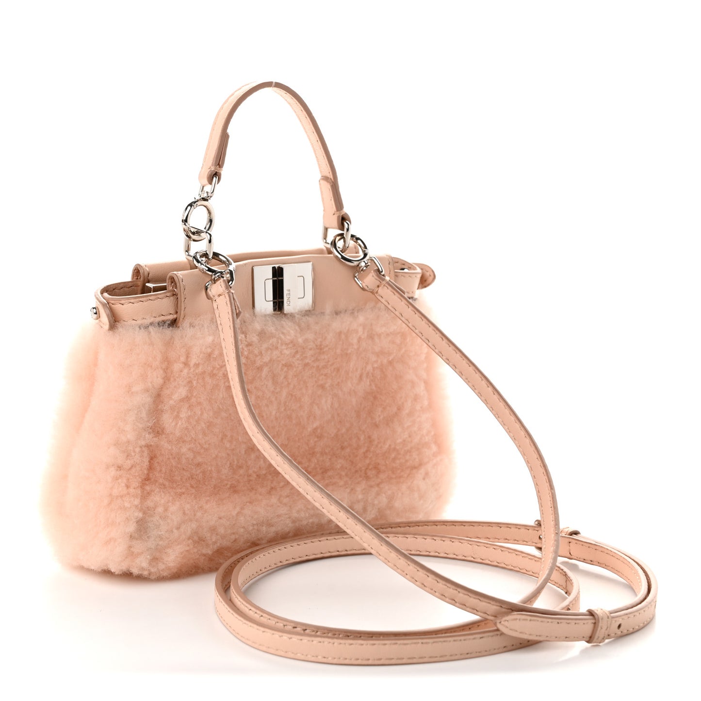 Shearling Nappa Mini Peekaboo Iconic Satchel Light Rose