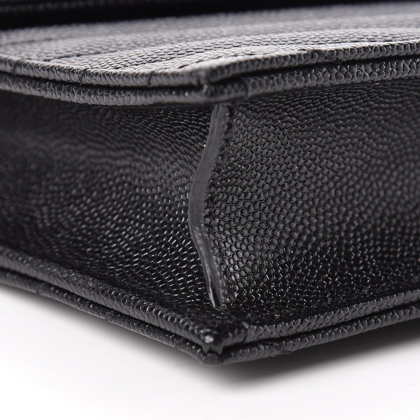 Grain De Poudre Matelasse Chevron Monogram Envelope Chain Wallet Black