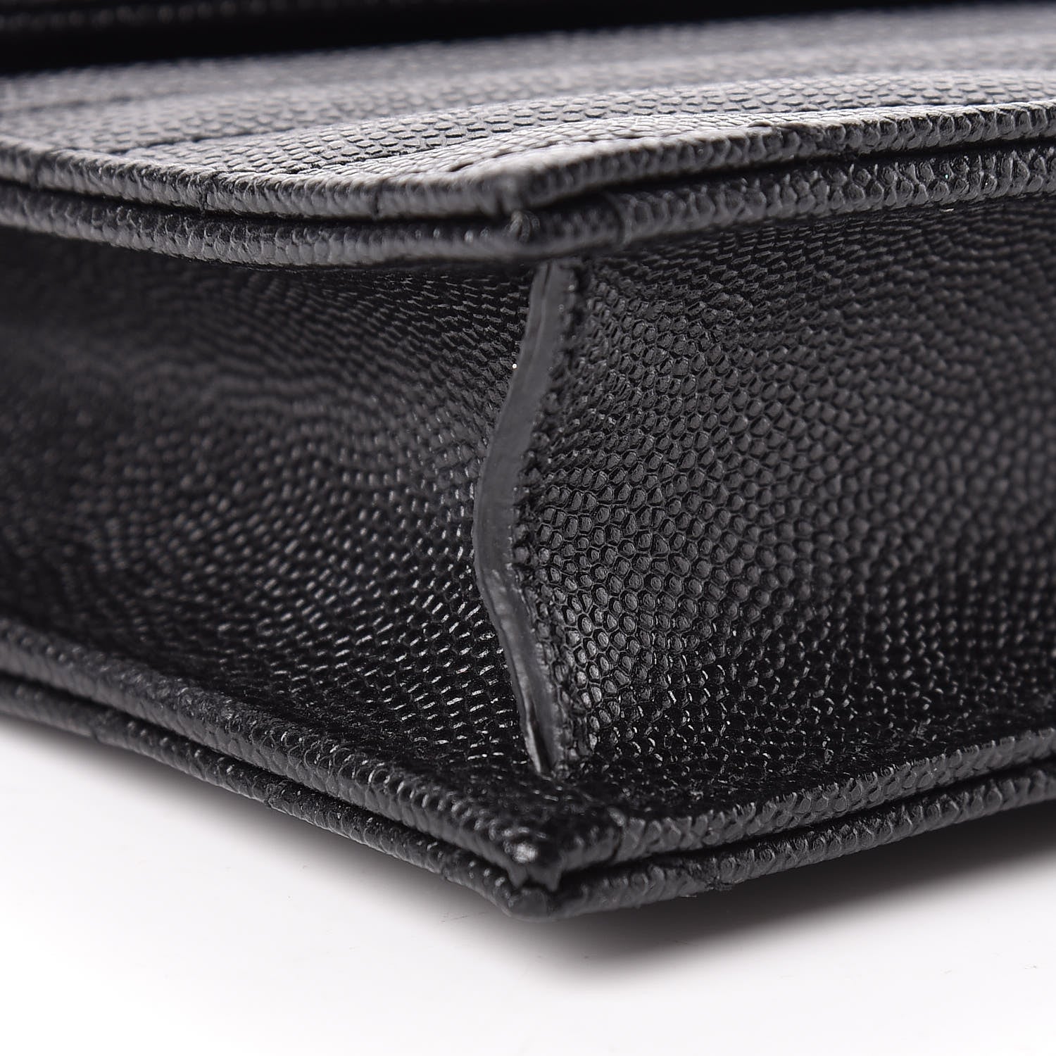 Saint Laurent Grain De Poudre Matelasse Chevron Monogram Envelope Chain Wallet Black 9 of 11