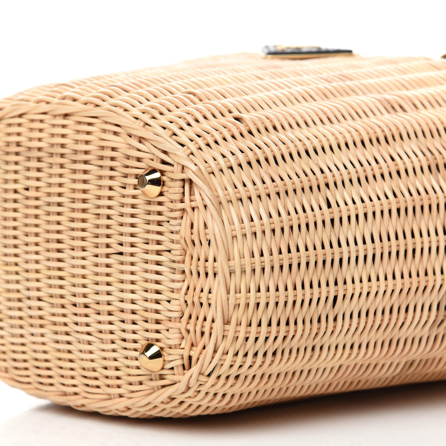 Wicker Canvas Shoulder Bag Naturale Black