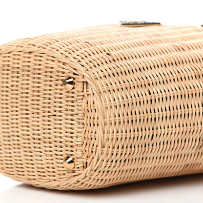 Prada Wicker Canvas Shoulder Bag Naturale Black 11 of 16