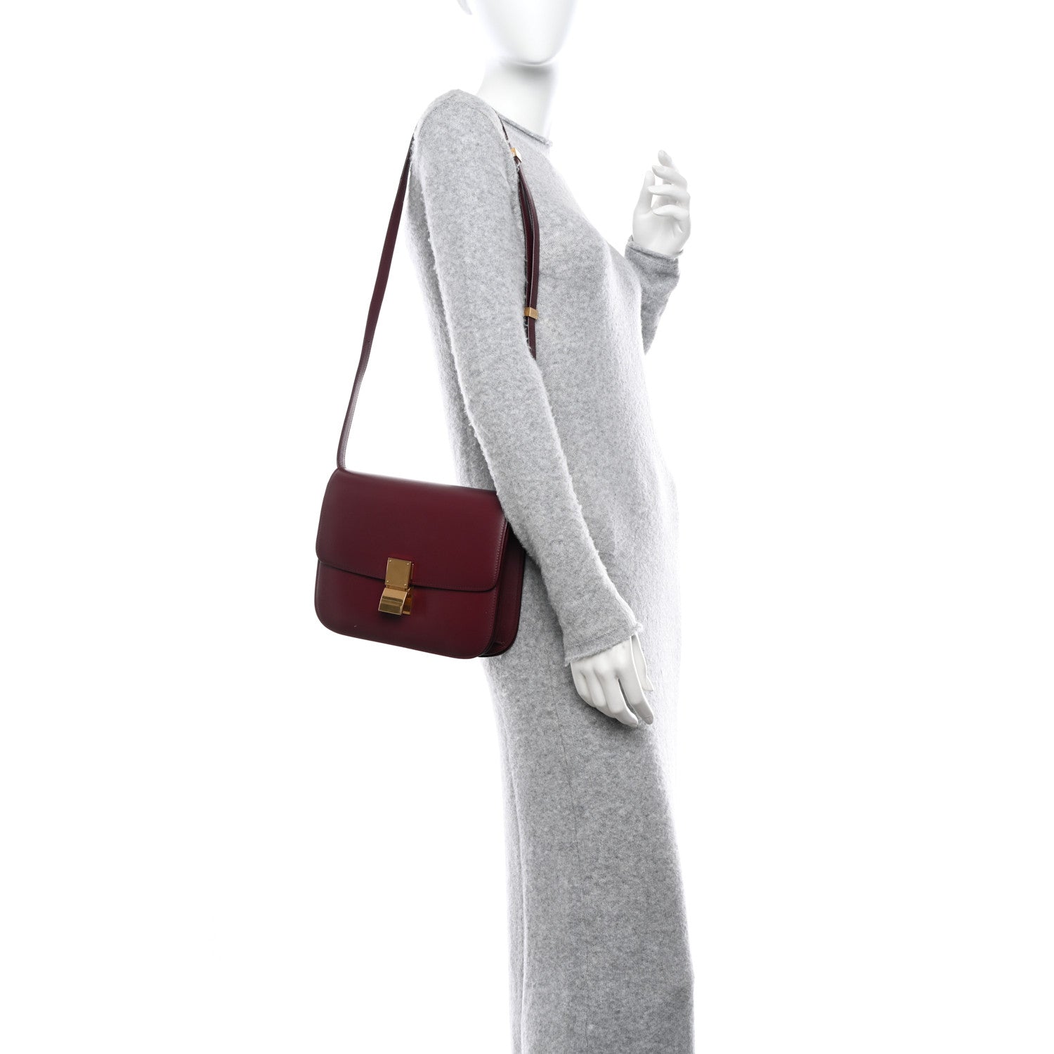 Celine Box Calfskin Medium Classic Box Flap Bag Burgundy 2 of 11