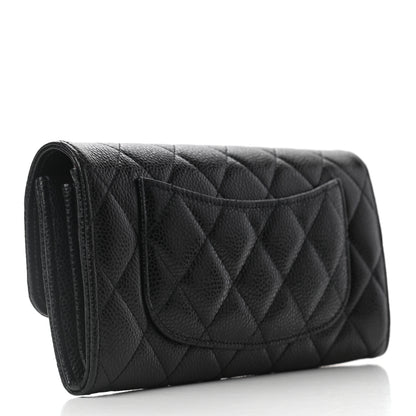 Chanel Caviar Quilted Large Gusset Flap Wallet Black 3 of 8
