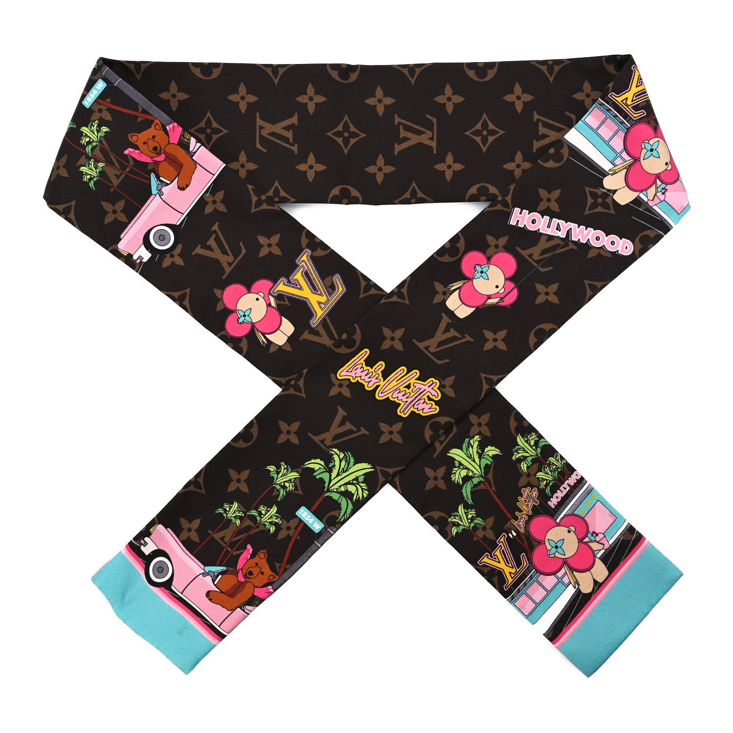 Louis Vuitton Silk Monogram 2021 Hollywood Christmas Animation Bandeau Marron 1 of 5