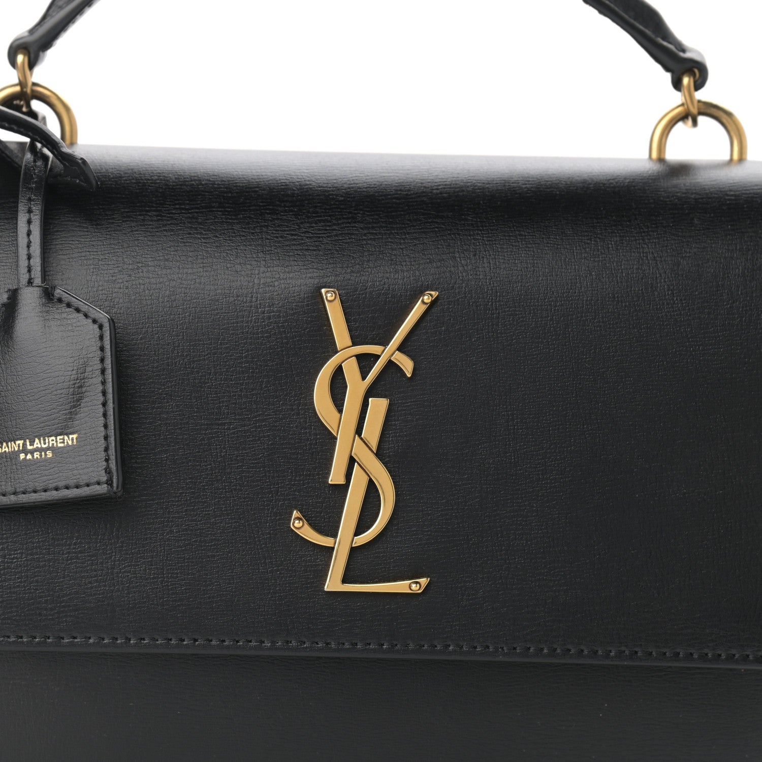 Saint Laurent Smooth Calfskin Medium Monogram Sunset Satchel Black 9 of 11