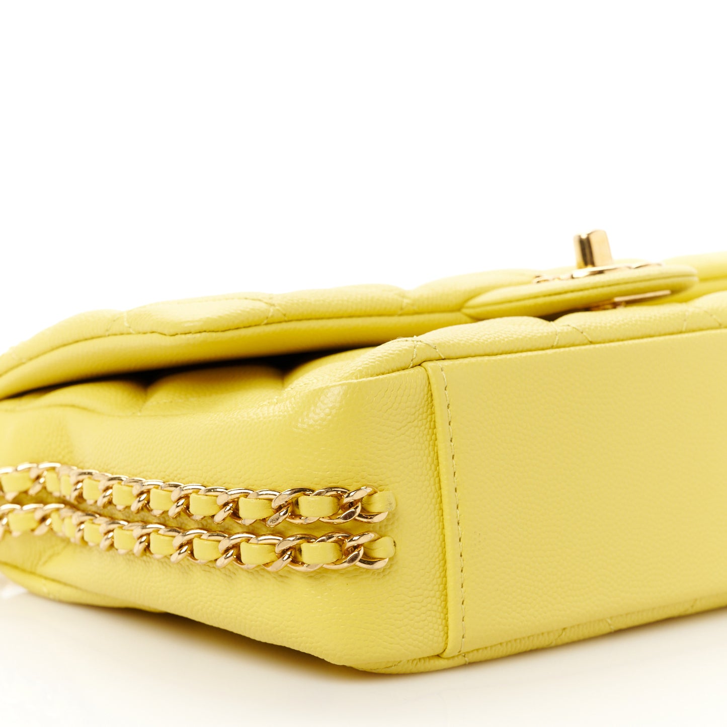 Caviar Quilted Mini CC You Flap Yellow