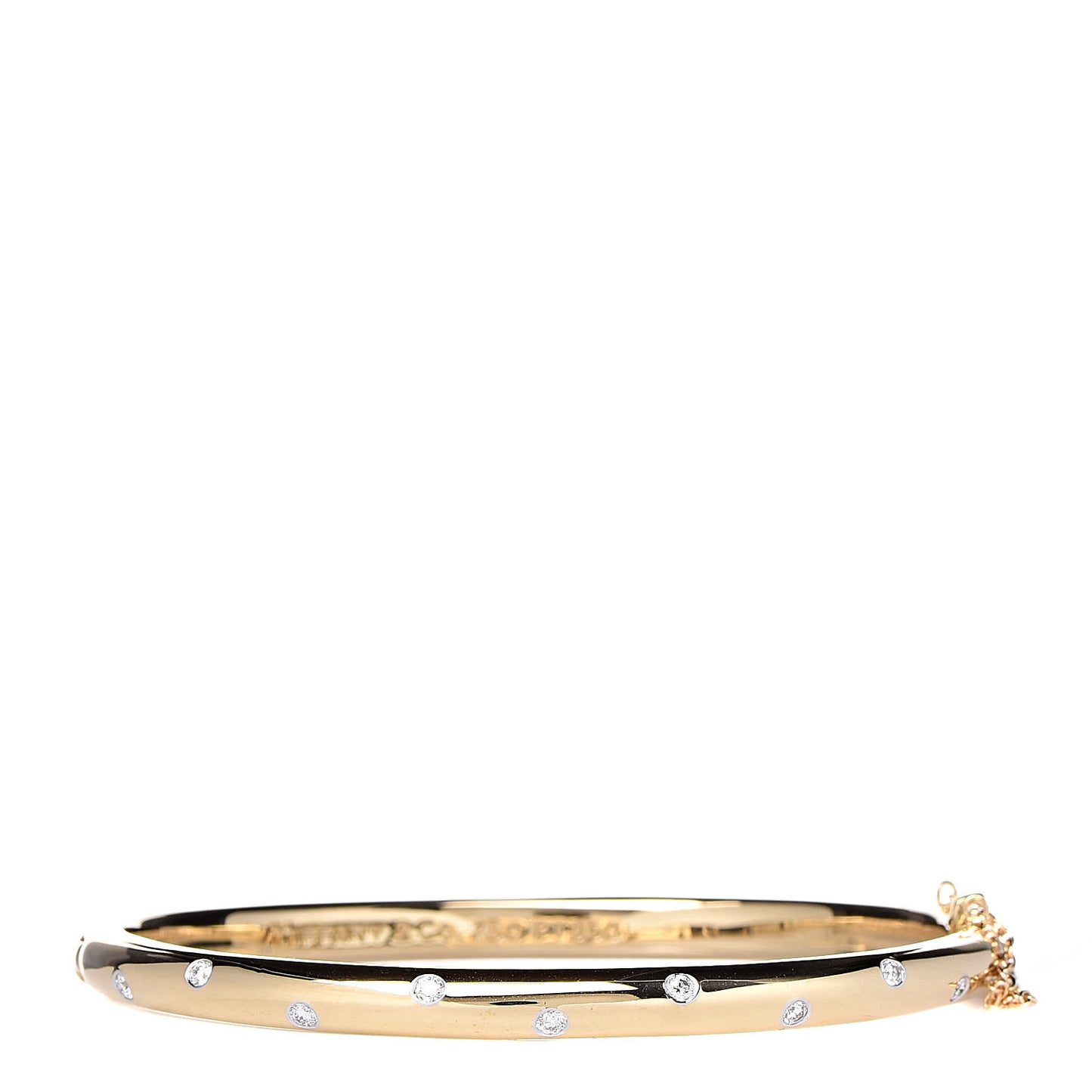 18K Yellow Gold Platinum Diamond 4.5mm Etoile Bangle Bracelet