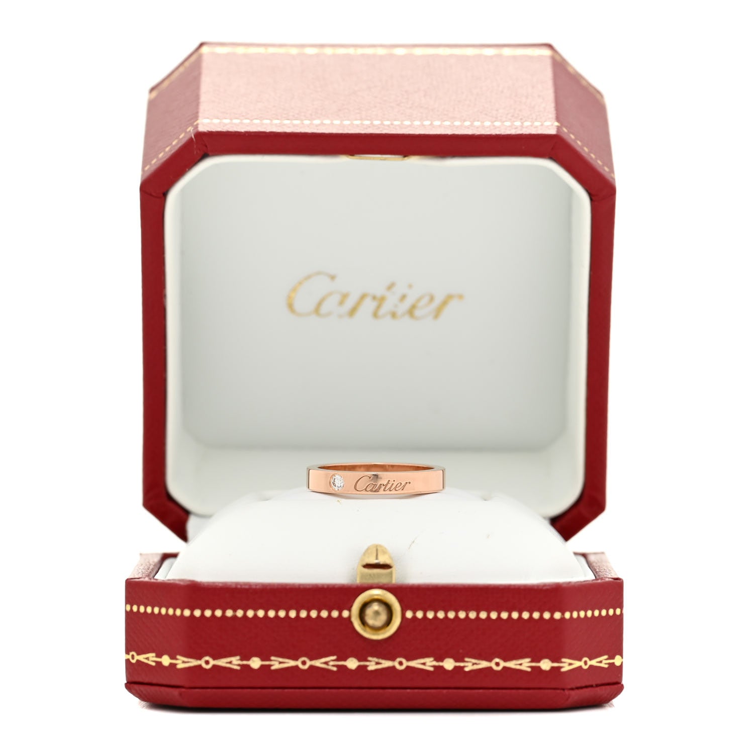 Cartier 18K Pink Gold Diamond 3mm C De Cartier Wedding Band Ring 50 5.25 5 of 5