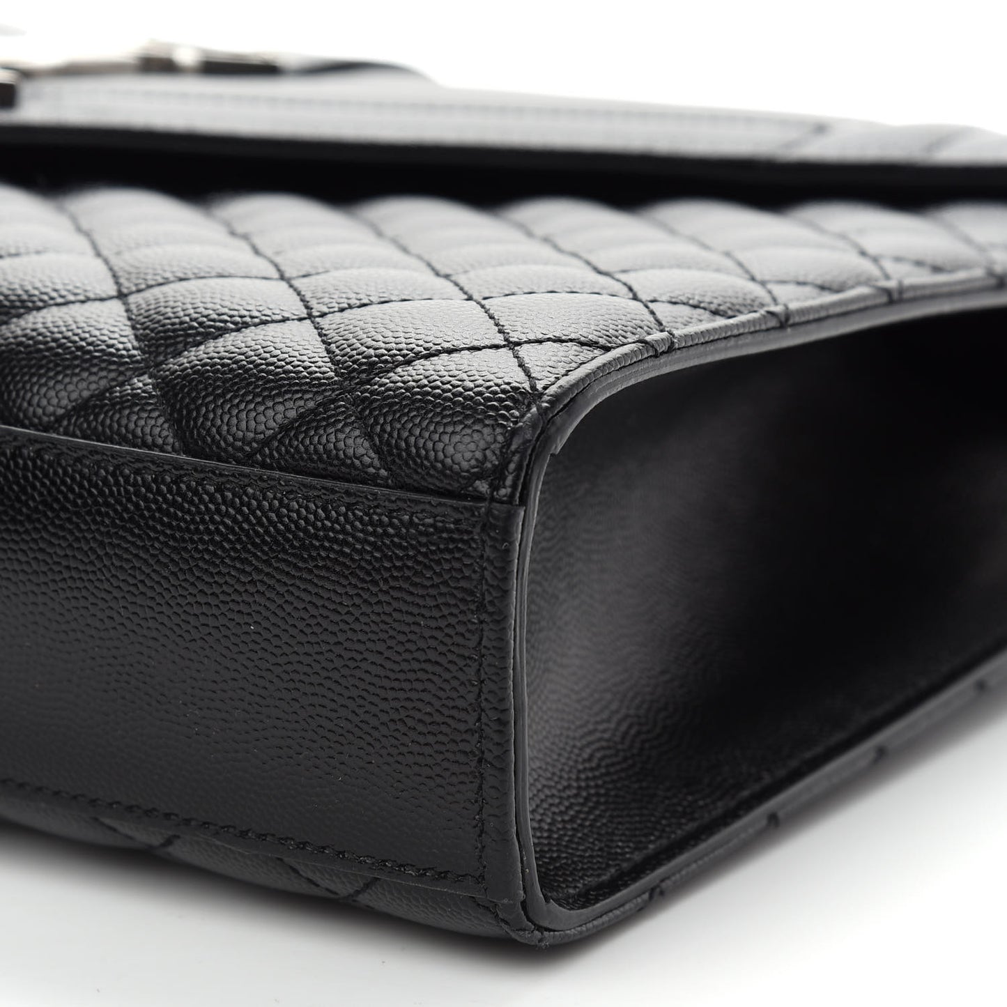 Grain De Poudre Textured Mixed Matelasse Large Triquilt Monogram Satchel Black