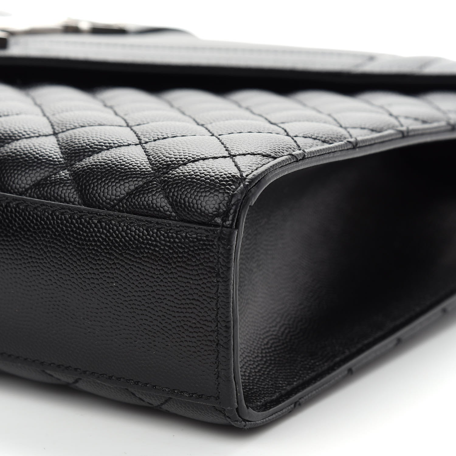 Saint Laurent Grain De Poudre Textured Mixed Matelasse Large Triquilt Monogram Satchel Black 9 of 9