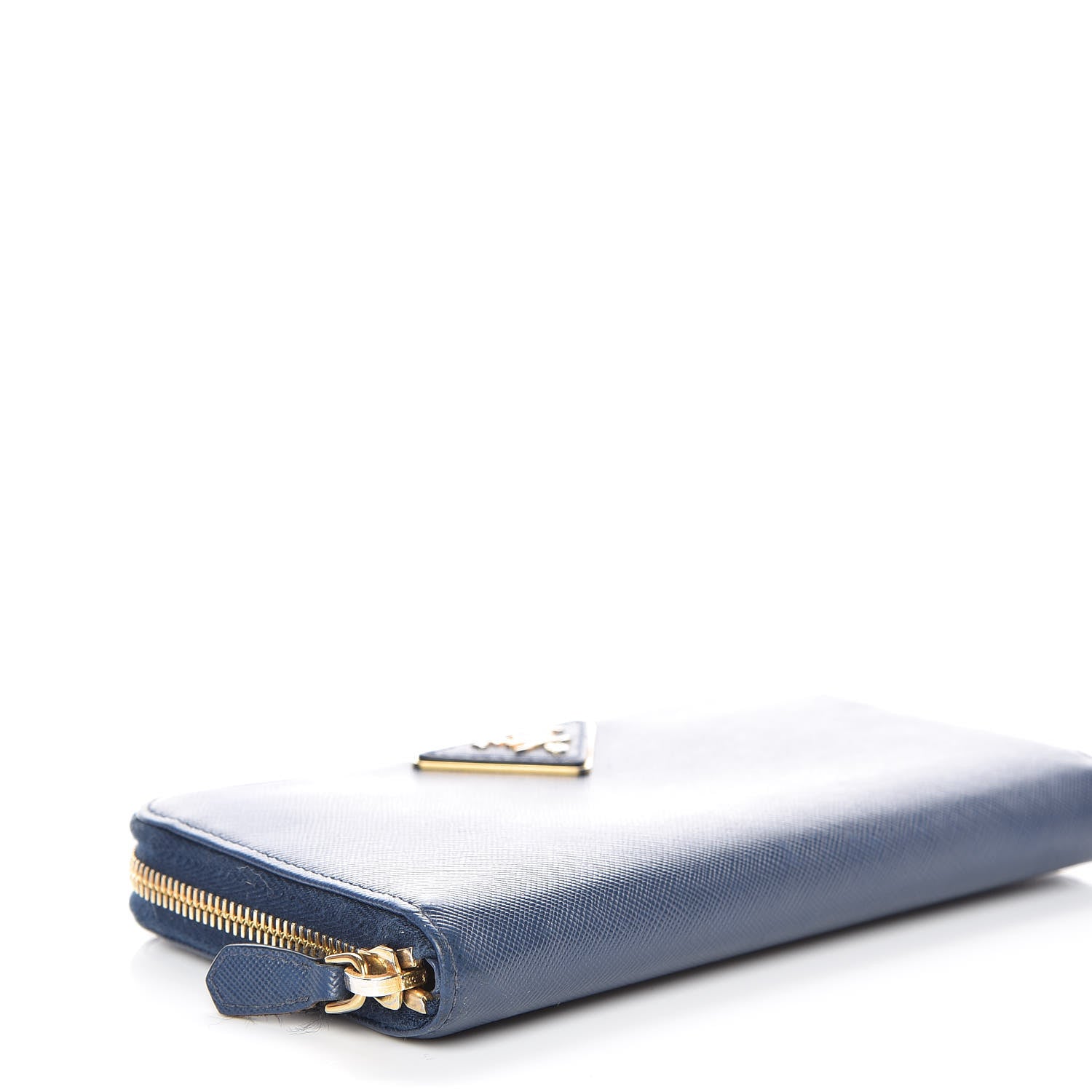 Prada Saffiano Triangle Zip Around Wallet Blue 4 of 11