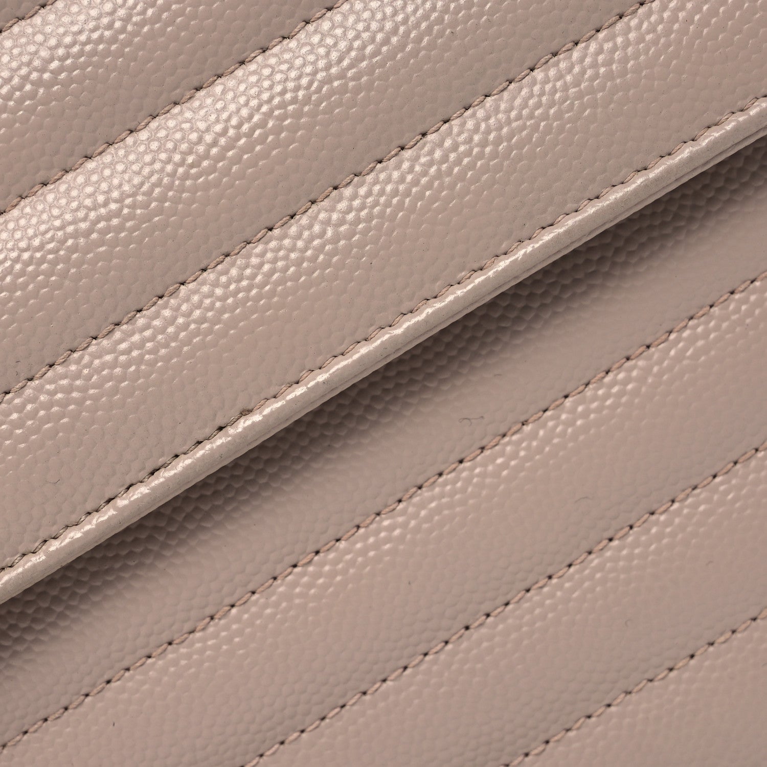 Saint Laurent Grain De Poudre Matelasse Chevron Cassandre Envelope Chain Wallet Dark Beige 9 of 15
