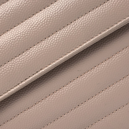 Saint Laurent Grain De Poudre Matelasse Chevron Cassandre Envelope Chain Wallet Dark Beige 9 of 15