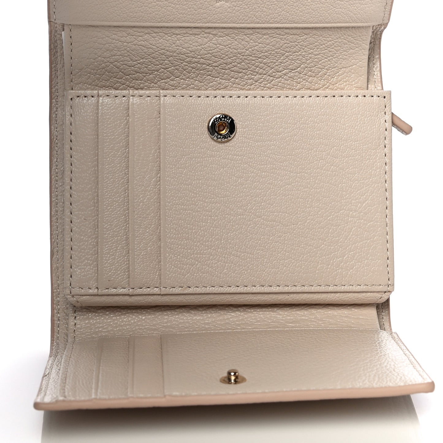 Goatskin Milano Tri-Fold Wallet Beige