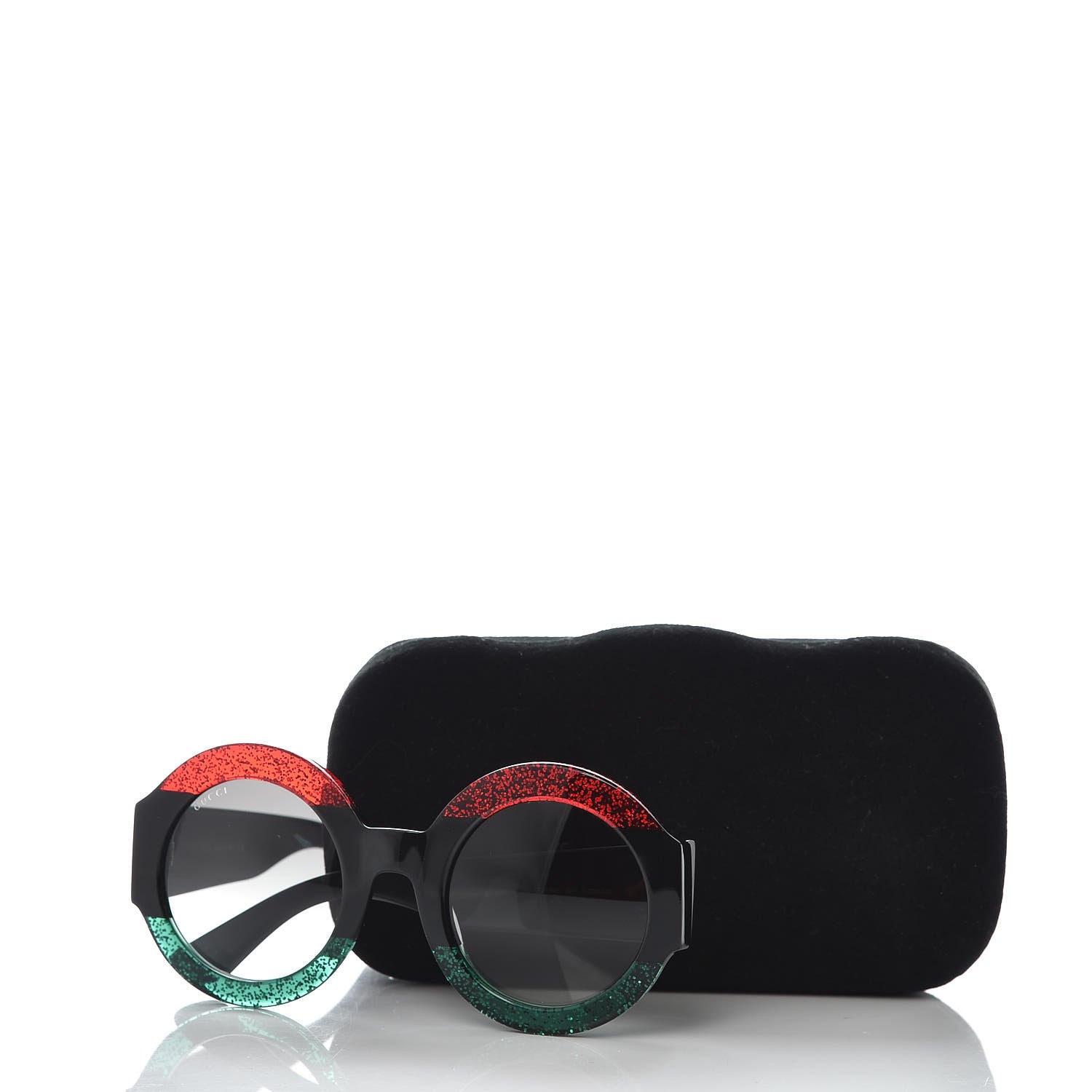 Gucci Acetate Round GG0084S Sunglasses Black Red Green 7 of 7