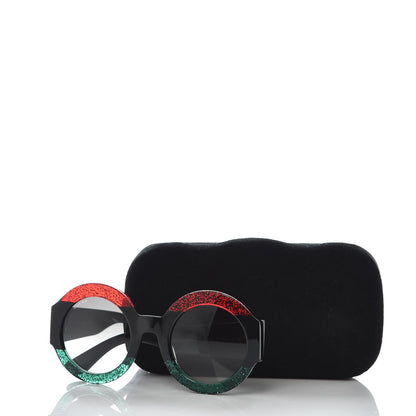 Gucci Acetate Round GG0084S Sunglasses Black Red Green 7 of 7