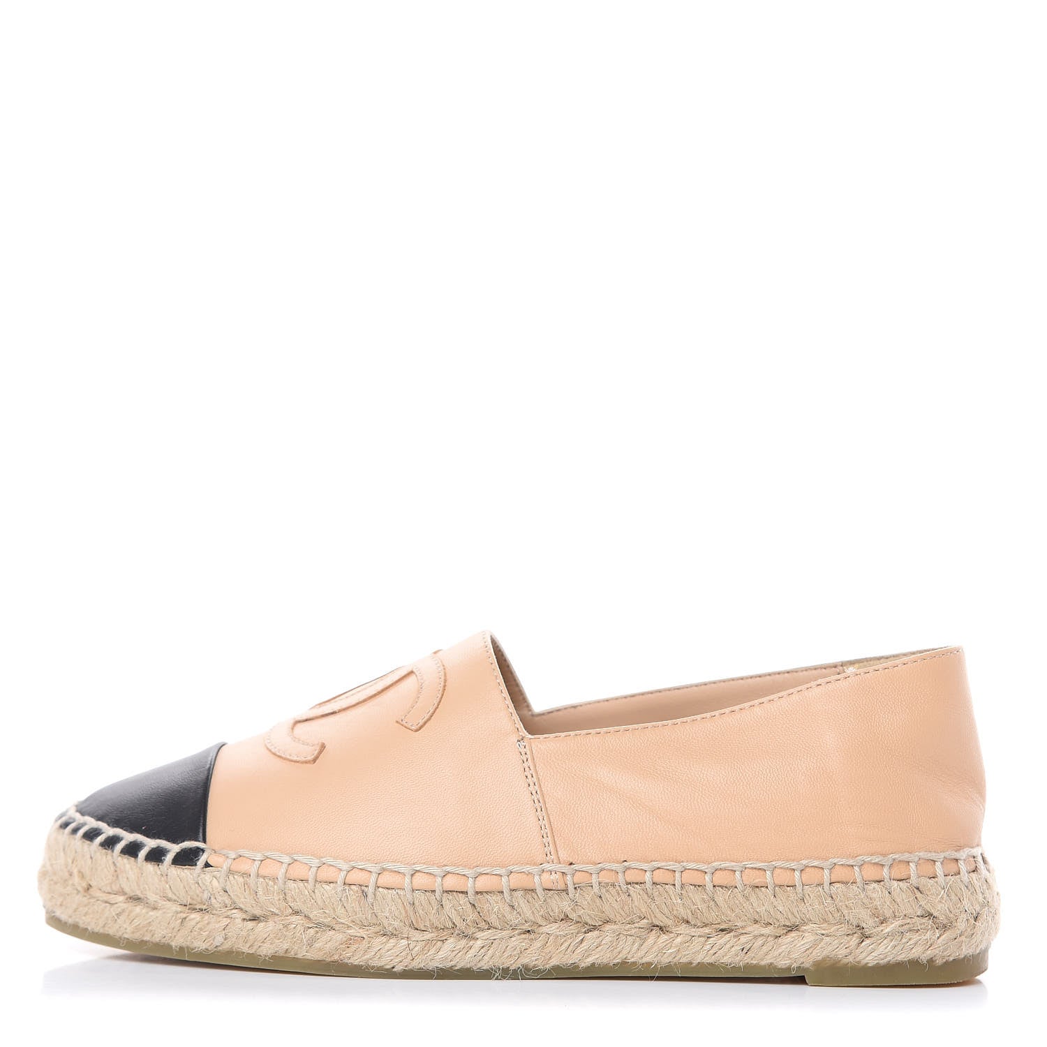 Chanel Lambskin CC Espadrilles 35 Beige Black 1 of 10