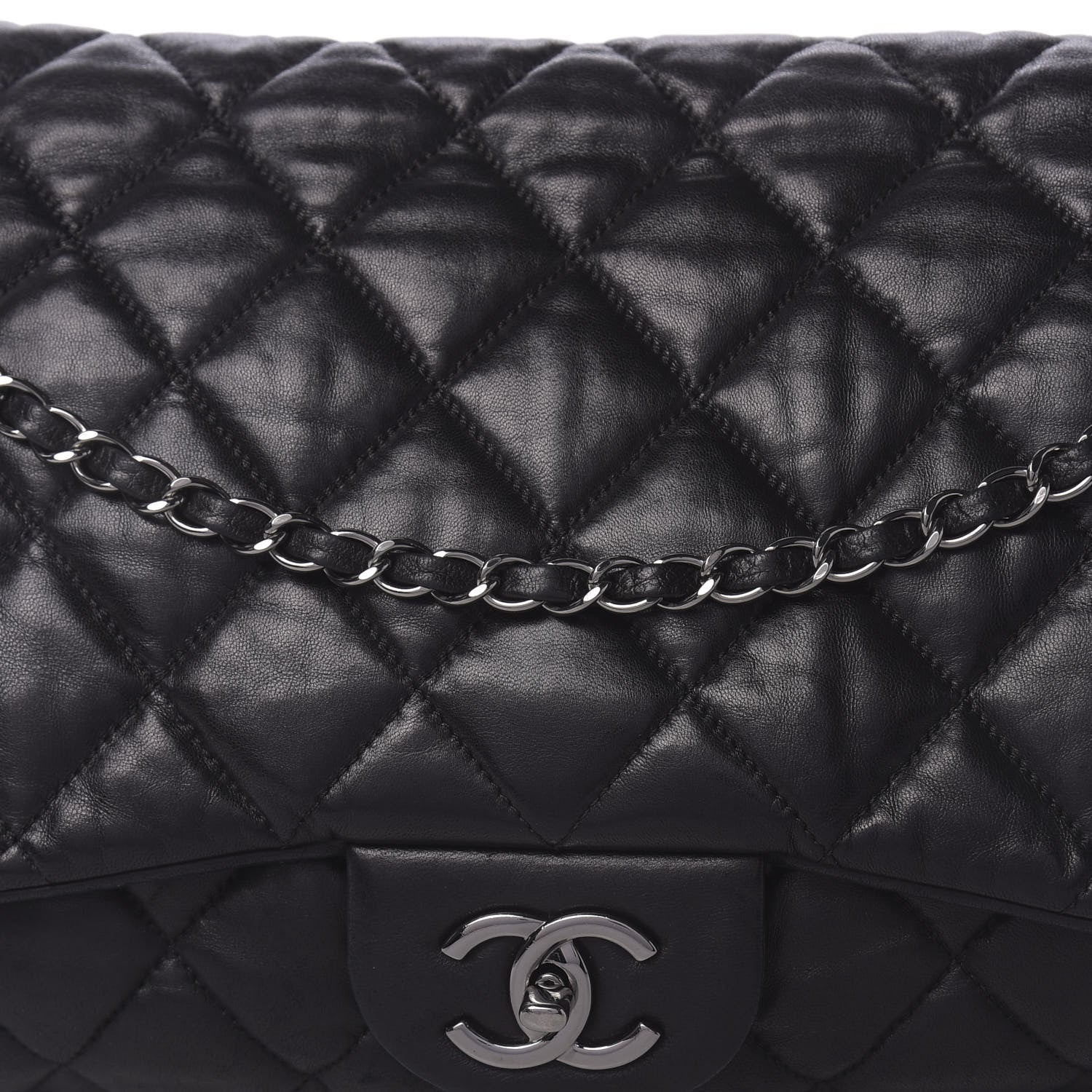 Chanel Lambskin Quilted Maxi Chanel 3 Flap Black 9 of 9