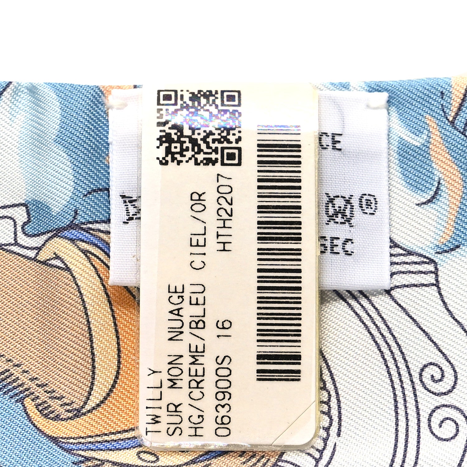 Hermes Silk Sur Mon Nuage Twilly Creme Bleu Ciel Orange 3 of 4