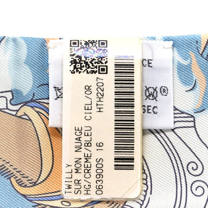 Hermes Silk Sur Mon Nuage Twilly Creme Bleu Ciel Orange 3 of 4
