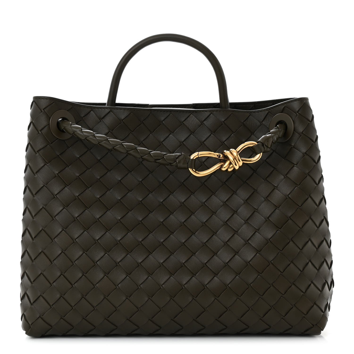 Bottega Veneta Nappa Intrecciato Medium Andiamo Shoulder Bag Kaki 1 of 9