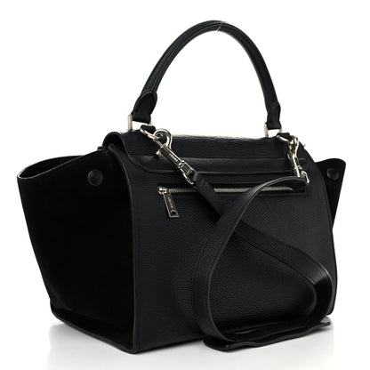 Celine Drummed Calfskin Suede Small Trapeze Black 3 of 10