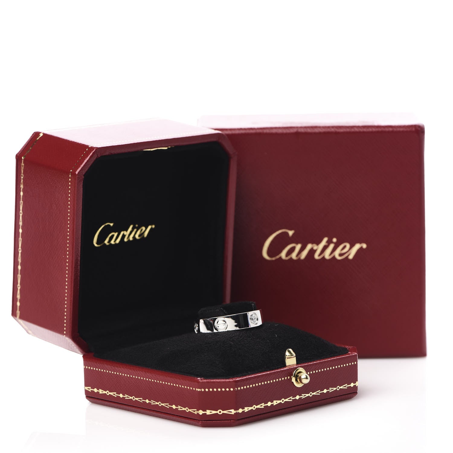 Cartier 18K White Gold 3 Diamond 5.5mm LOVE Ring 61 9.5 5 of 5