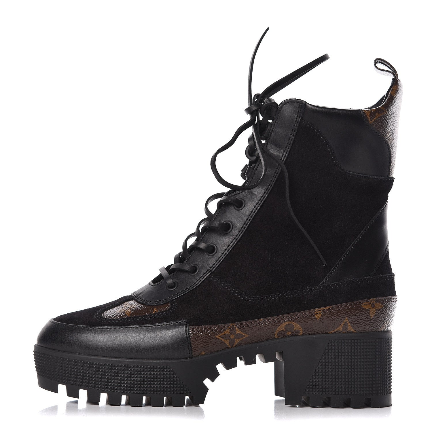 Louis Vuitton Suede Calfskin Monogram Laureate Platform Desert Boots 40 Black 1 of 7