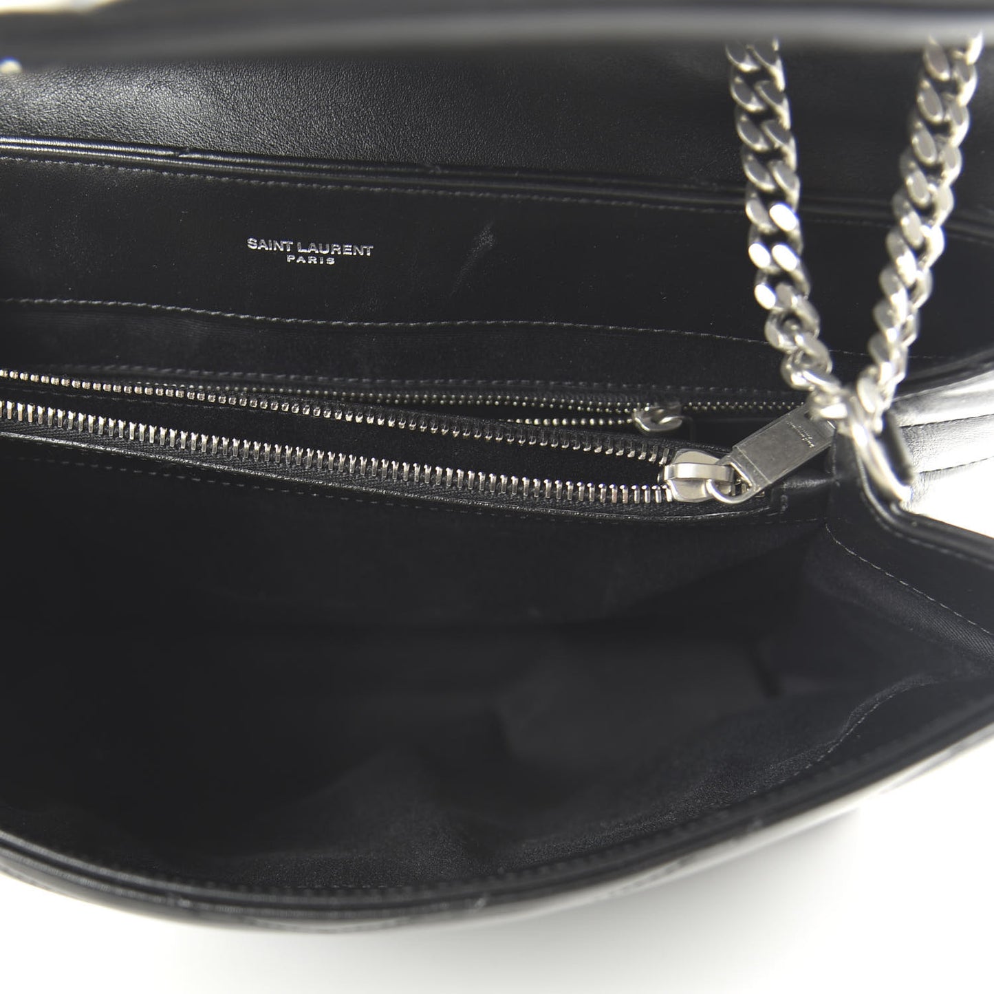 Calfskin Y Quilted Monogram Medium Loulou Chain Satchel Black