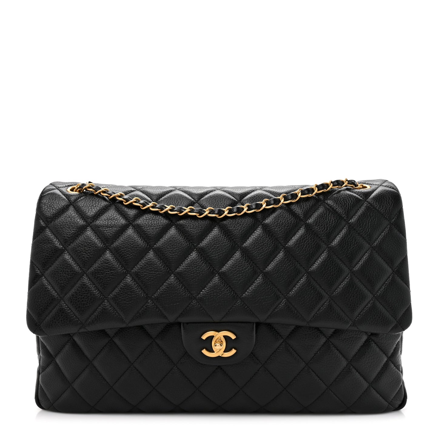 Caviar Quilted XXL Travel Flap Bag Black