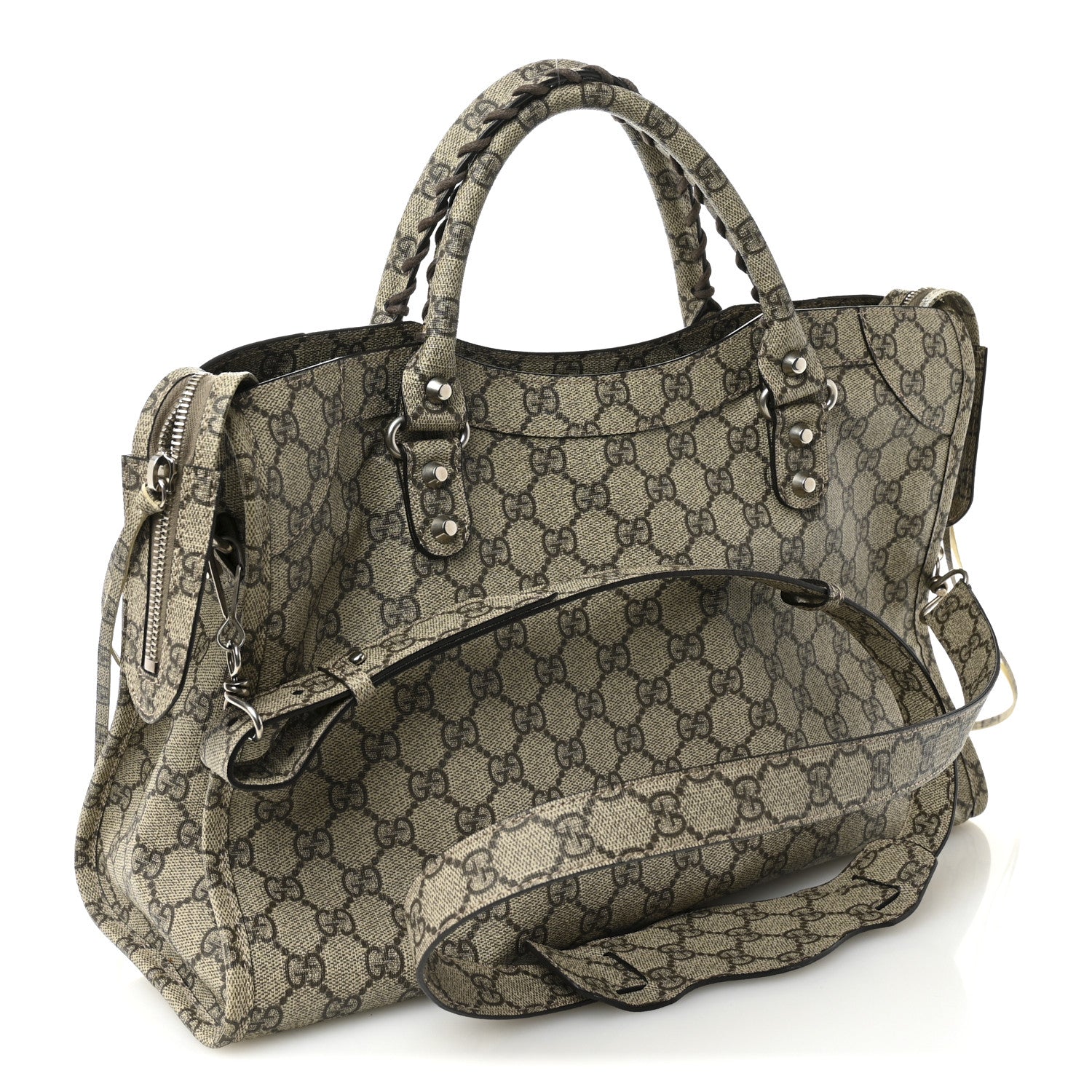 Balenciaga X GUCCI GG Supreme Monogram Neo Classic Silver Hardware City Beige Ebony 3 of 9