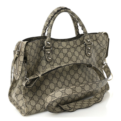 Balenciaga X GUCCI GG Supreme Monogram Neo Classic Silver Hardware City Beige Ebony 3 of 9