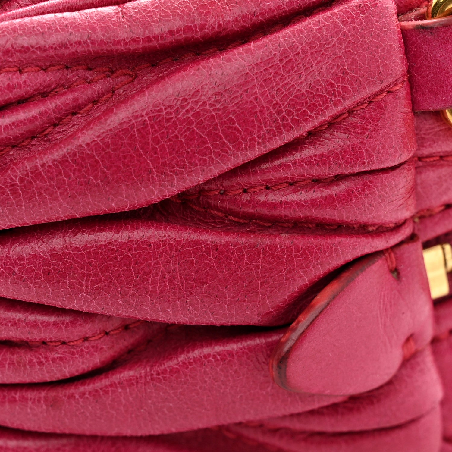 Miu Miu Vitello Lux Matelasse Zip Shoulder Bag Fuxia 10 of 11