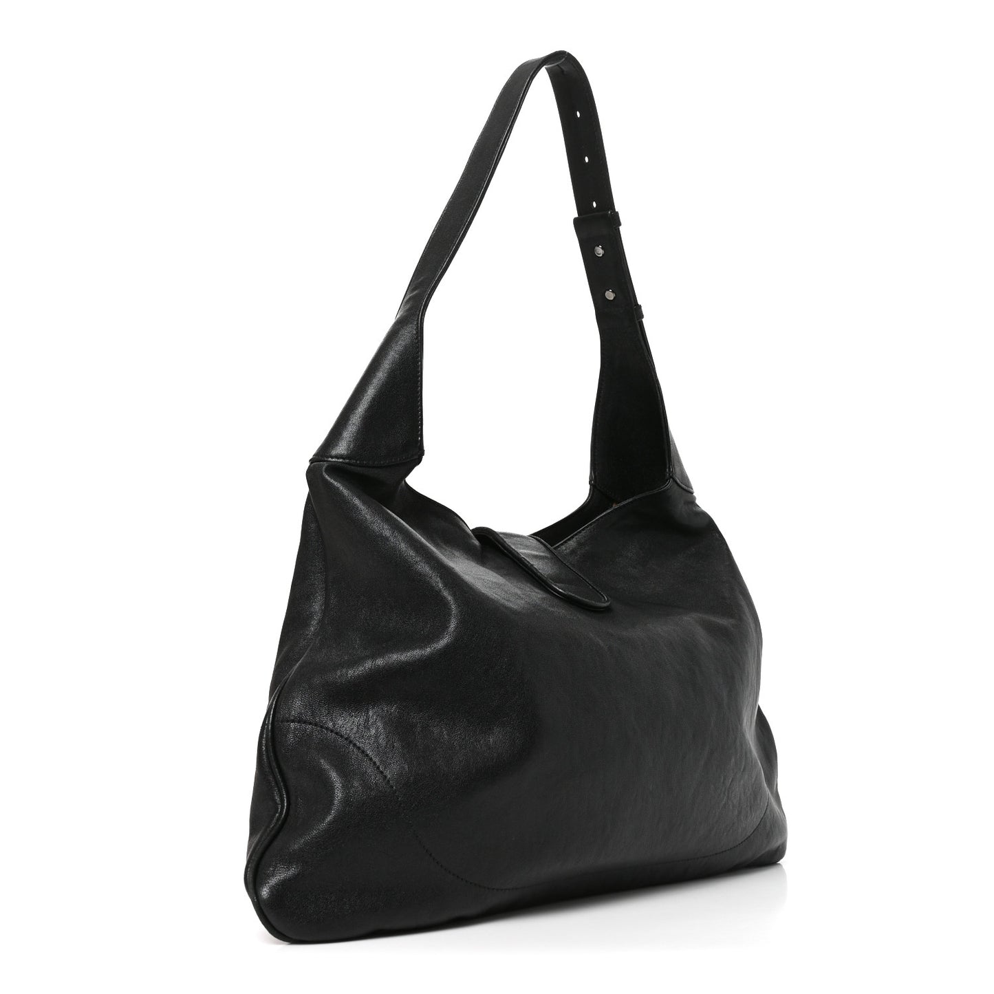 Goatskin Monochrome Large Aphrodite Shoulder Bag Black